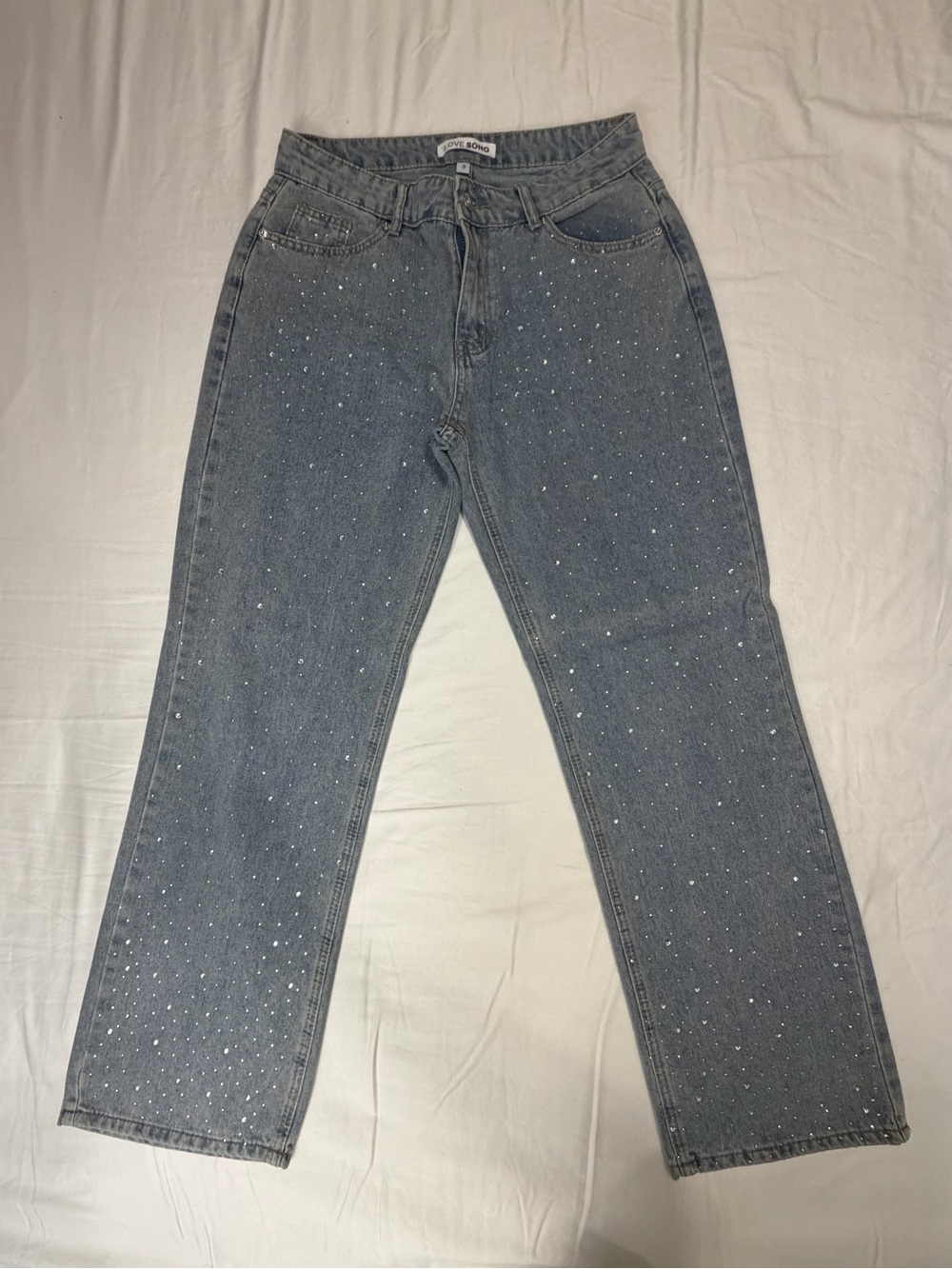 Love Soho Embellished denim Straight-Leg Jeans with Subtle Sparkle 9